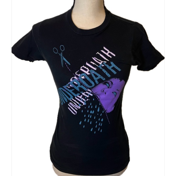 Tultex Tops - Vintage Underoarh Rock band Tultex Black T-Shirt with Purple and Blue Graphic
